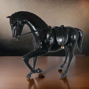 Vintage Large 20" x 17" Liberty Design Handcrafted Leather-Wrapped Horse Statue